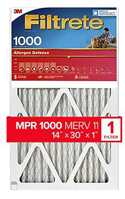 Filtrete 9824-4 Air Filter, 30 in L, 14 in W, 11 MERV, 1000 um MPR, Synthetic Frame, Pack of 4