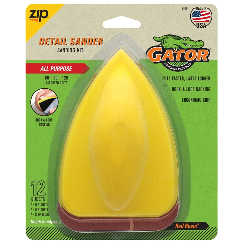 Gator 7330 Sander Tool Kit, 5 in L, 3-1/2 in W, 50, 80, 120 Grit, Coarse, Fine, Medium, Zirconium Oxide Abrasive
