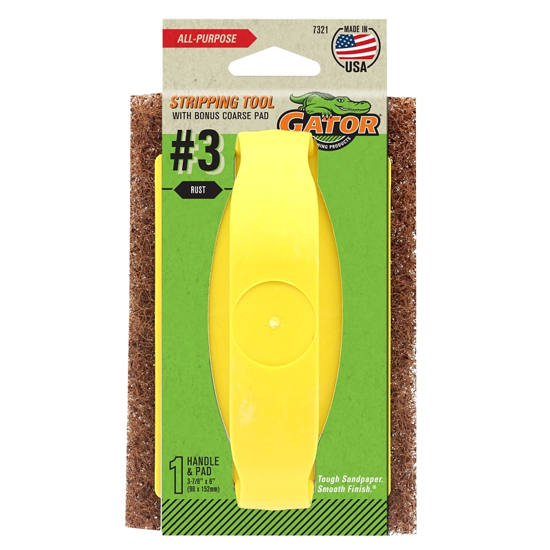 Gator 7321 Hand Stripping Tool Kit, 6 in L, 9 in W, 3 Grit, Coarse, Synthetic Steel Wool Abrasive