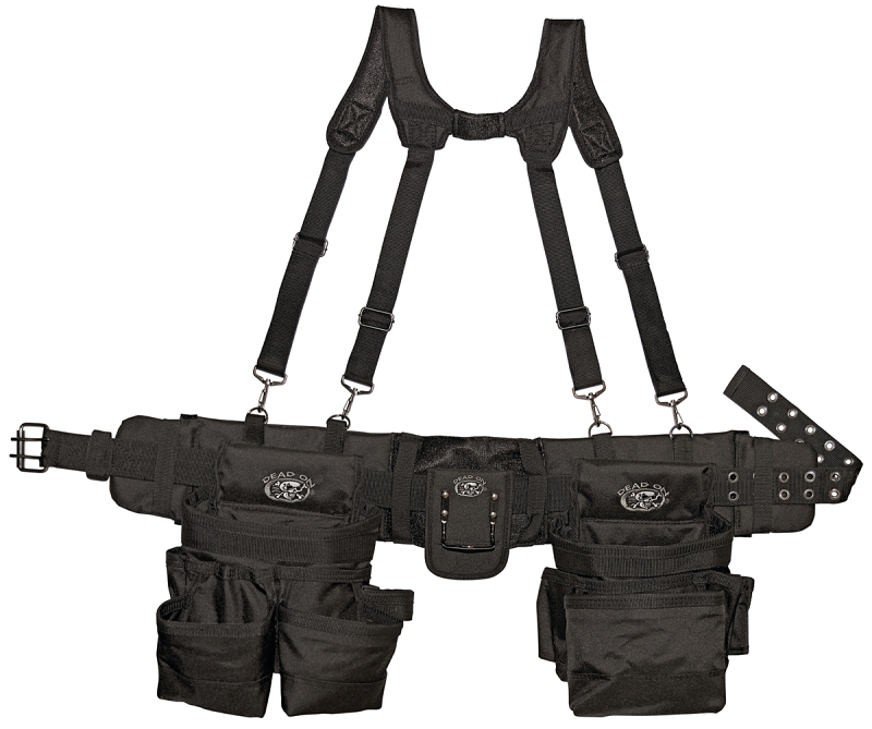 Dead On DO-FR Journeyman's Tool Belt with Suspender, 48 in Waist, Poly Fabric, Black, 25-Pocket