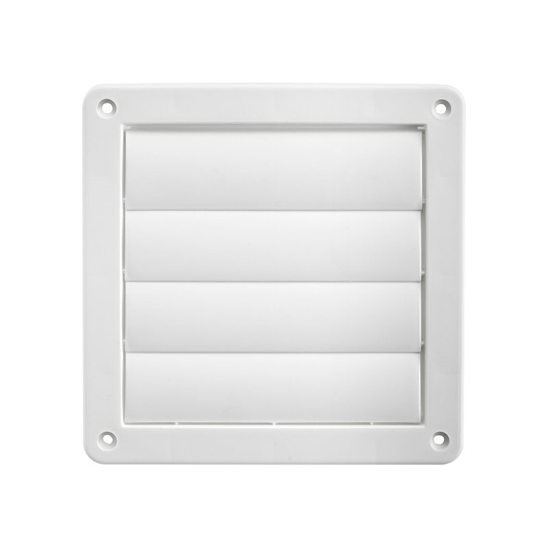 Lambro 361W Exhaust Wall Louvered Vent, 6 in W, Plastic, White
