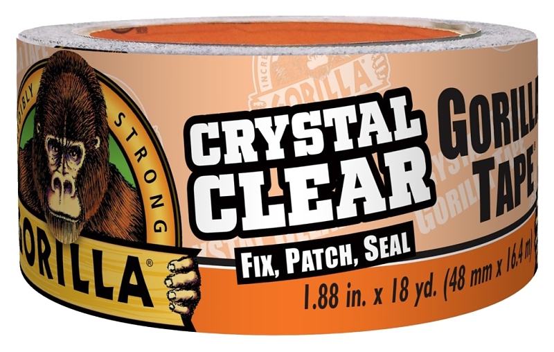 Gorilla 6060002 Tape, 18 yd L, 1.88 in W, Ethylene Copolymer Backing, Crystal Clear