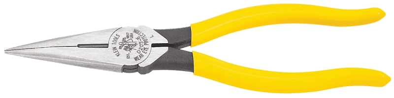 Klein Tools D203-8 Nose Plier, 8-7/16 in OAL, 1 in Cutting Capacity, 1-1/4 in Jaw Opening, Yellow Handle, 1 in W Jaw