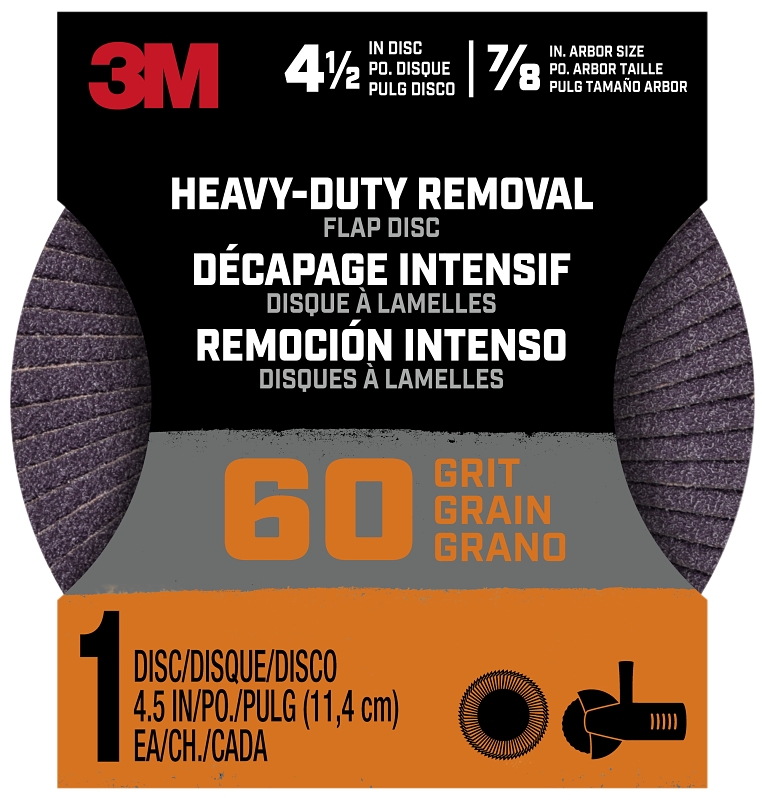 Hookit 27421-60 Flap Grinding Disc, 4-1/2 in Dia, 60 Grit, Coarse, 8-Hole