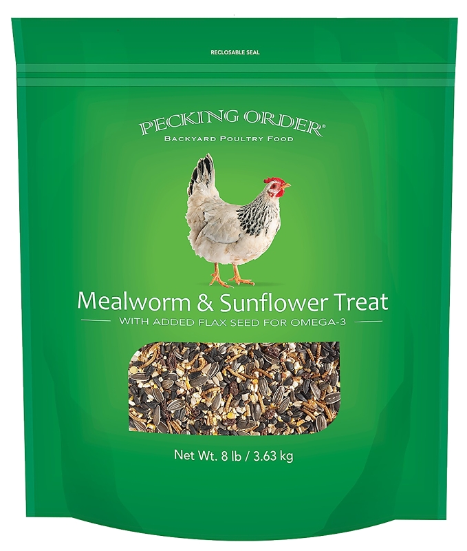 Pecking Order 009329 Mealworm/Sunflower Chicken Treat, Solid, 8 lb Bag