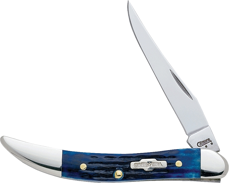 Case 02804 Folding Pocket Knife, 2-1/4 in L Blade, Stainless Steel Blade, 1-Blade, Corn Cob Jigged Handle, Blue Handle