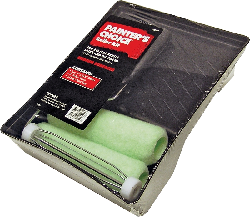 Wooster Painter's Choice R975-9 Roller and Tray Kit, Medium Surface, Fabric, Mint Green, 4-Piece