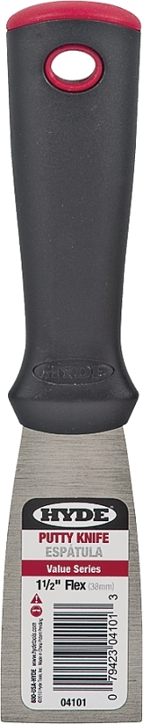 Hyde Value Series 04101 Putty Knife, 1-1/2 in W Blade, HCS Blade, Polypropylene Handle, Ergonomic Handle