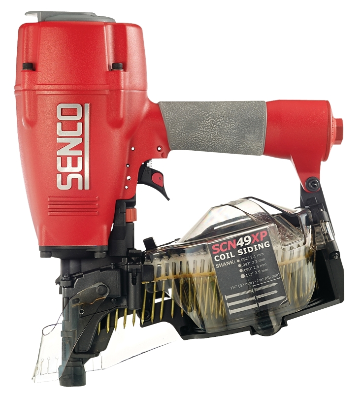 Senco SN71P1 Coil Siding Nailer, 250 to 375 Magazine, 15 deg Collation, Plastic, Wire Collation, 4.6 scfm Air