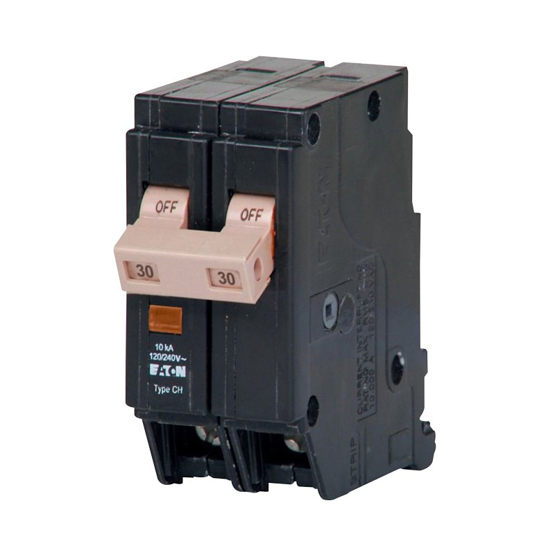 Cutler-Hammer CHF230 Mini Circuit Breaker with Flag, Type CH, 30 A, 2-Pole, 120/240 V, Instantaneous Trip, Plug