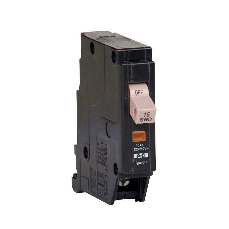 Cutler-Hammer CHF115 Circuit Breaker with Flag, Type CH, 15 A, 1-Pole, 120/240 V, Mechanical Trip, Plug