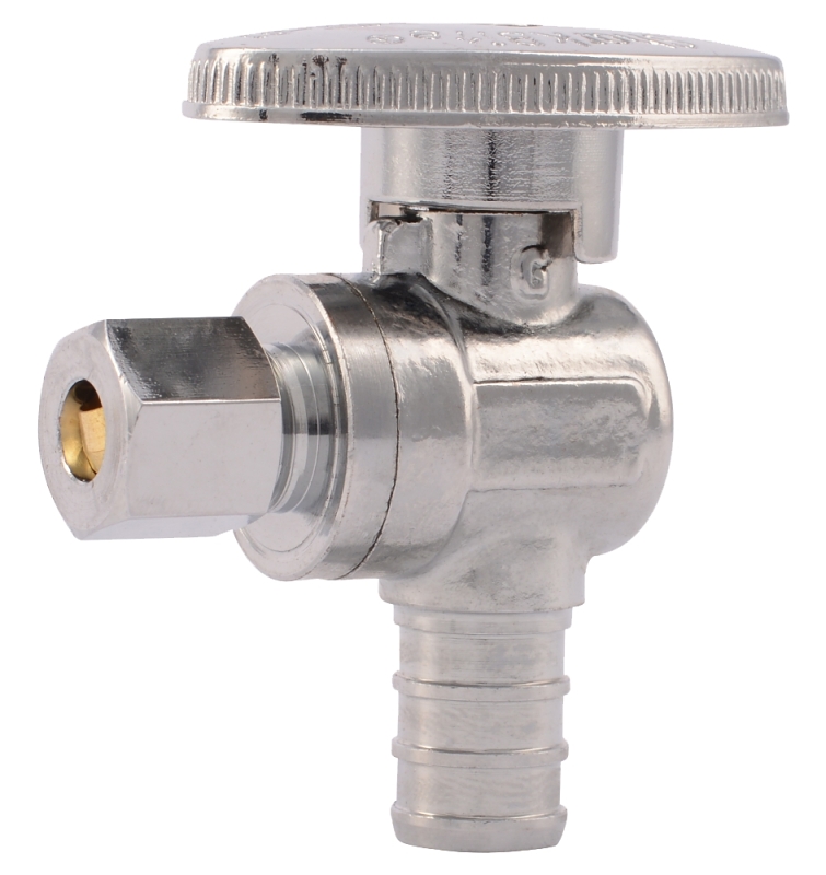 SharkBite 23056LF Angle Stop Valve, 1/2 x 1/4 in Connection, Barbed x Compression, 80 psi Pressure, Brass Body