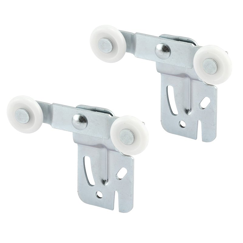 Prime-Line N 6502 Roller Assembly, 7/8 in Dia Roller, 1/4 in W Roller, Nylon/Steel, Silver, 2-Roller, 60 lb