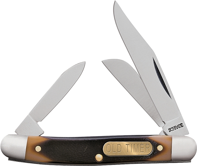 Old Timer 108OT Junior Folding Pocket Knife, 2 in L Blade, Stainless Steel Blade, 3-Blade, Foldable Handle