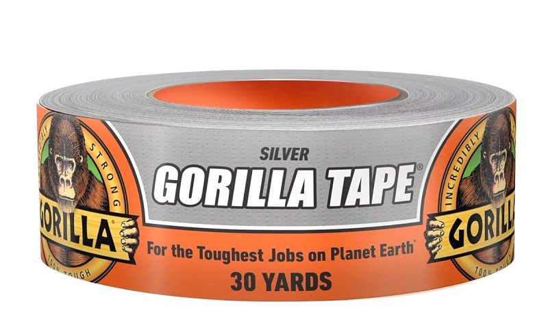 Gorilla 105634 Duct Tape, 30 yd L, 1.88 in W, Polyethylene-Coated Cloth Backing, Silver