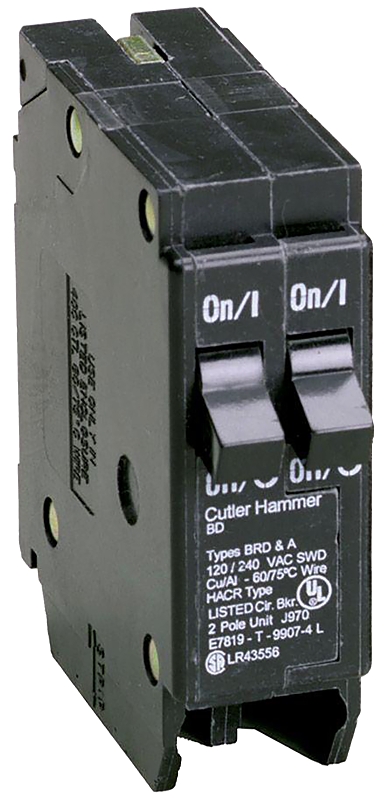 Cutler-Hammer BD2020 Circuit Breaker with Rejection Tab, Duplex, Type BD, 20 A, 1-Pole, 120 V, Instantaneous Trip, Plug