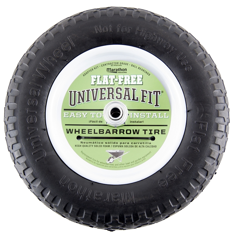 Arnold 00270 Wheelbarrow Wheel, 14-1/2 in Tire, 14-1/2 in Dia Tire, Knobby Tread, Polyurethane Tire, 3 in L Hub