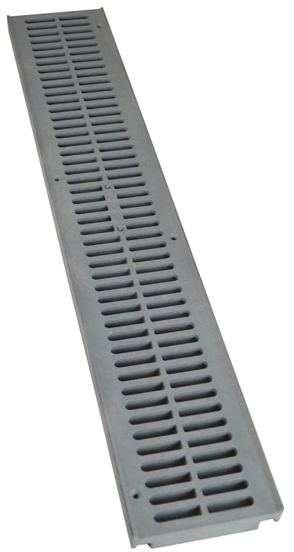 NDS 241-1 Drain Grate, 24 in L, 4.13 in W, Rectangular, 3/8 x 3-1/4 in Grate Opening, HDPE, Gray, Yes