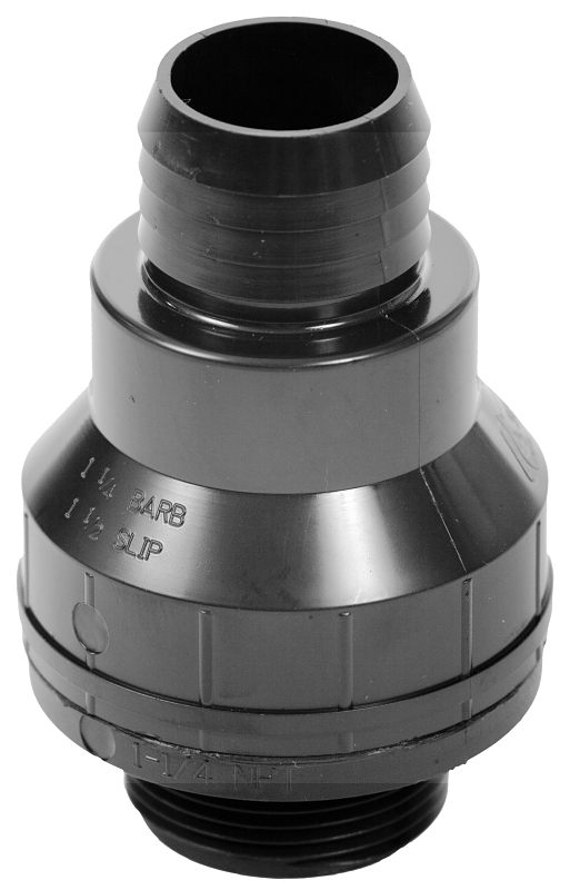 Superior Pump 99507/SC125B Check Valve, 1-1/2 x 1-1/4 in, MPT x Barbed, 25 psi Pressure, ABS Body
