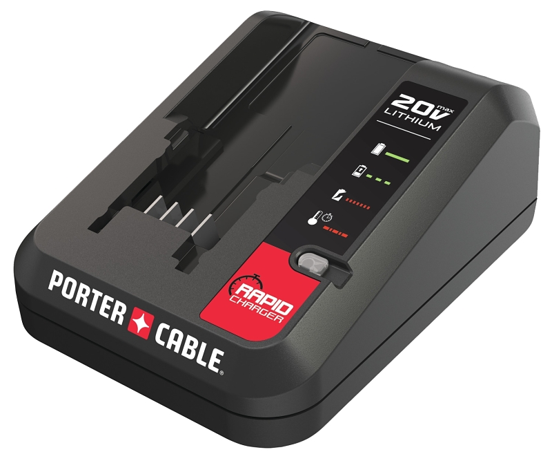 Porter-Cable 20V MAX PCC692L Battery Charger, 120 VAC Input, 20 V Output, 2 Ah, 2 A Charge, 0.67 hr Charge, 1-Battery