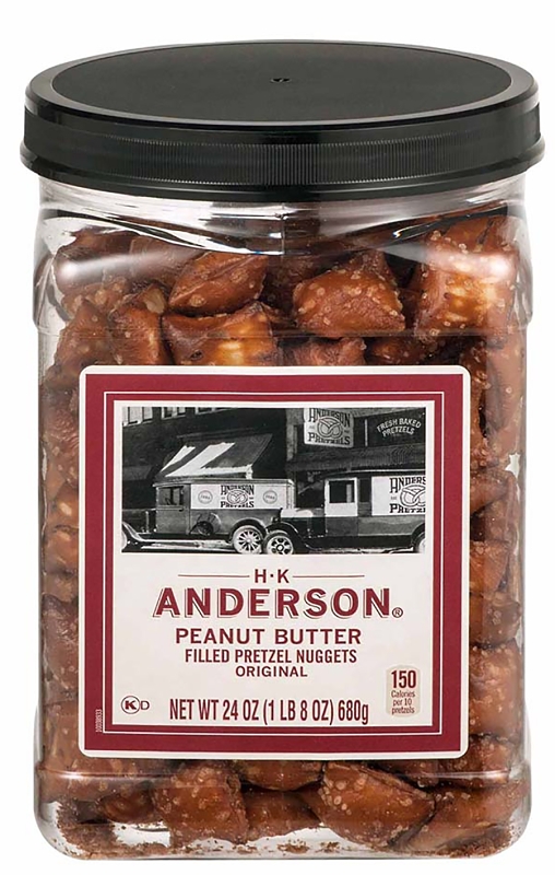 H.K. Anderson 689386 Pretzel Nugget, Solid, Peanut Butter, 24 oz Jar