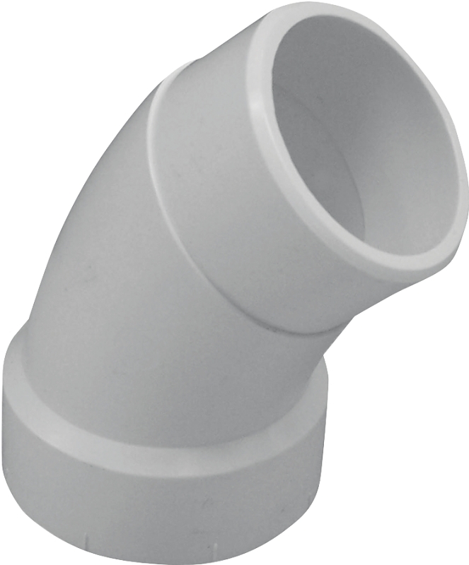 Canplas 192403 Street Pipe Elbow, 3 in, Hub x Spigot, 45 deg Angle, PVC, SCH 40 Schedule