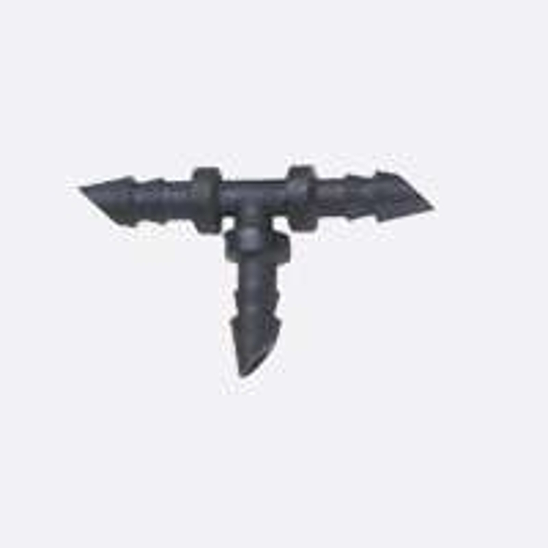 Raindrip 307025B Tubing Tee, 1/4 x 1/4 x 1/2 in Connection, Barbed x Barbed x Hose, Plastic, Black