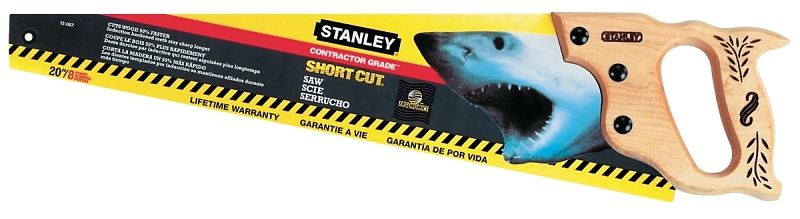 STANLEY 15-087 Handsaw, 20 in L Blade, 8 TPI, Steel Blade, Wood Handle