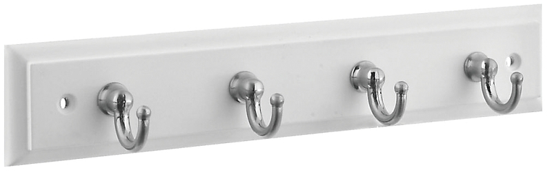 National Hardware Keytidy B8175 Series S813-071 Key Rack, 4-Key Hook, Wood, White, Satin Nickel, 8-3/4 in L, 4 in W