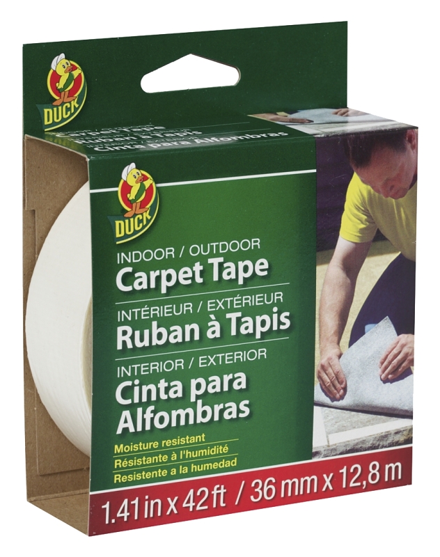 Duck 392907 Carpet Tape, 42 ft L, 1.41 in W, Fiberglass Backing, White