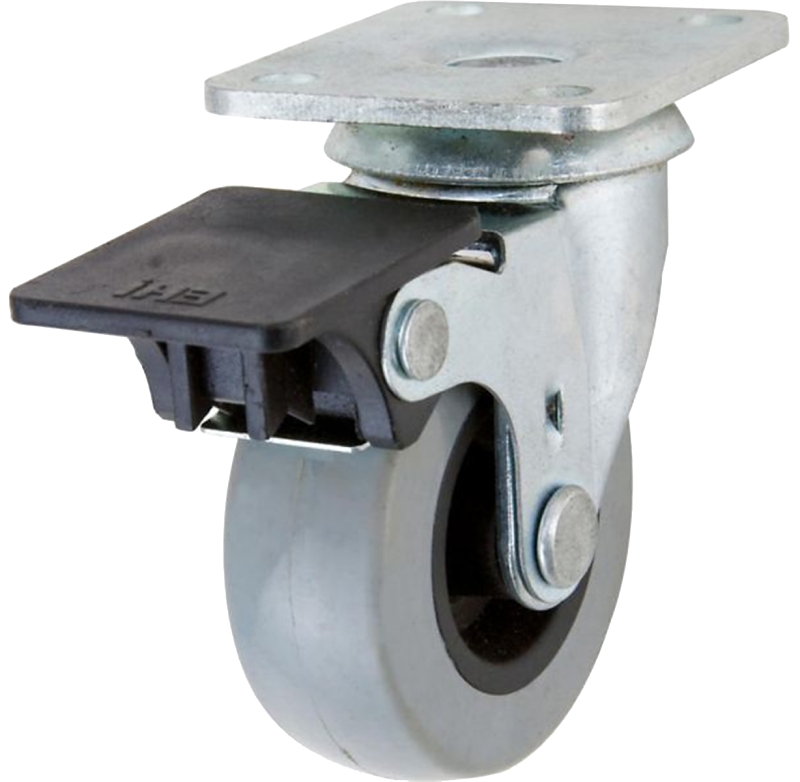 Shepherd Hardware G1 Series 3542 Medium-Duty Caster with Brake, 2 in Dia Wheel, TPU Wheel, Gray, 88 lb
