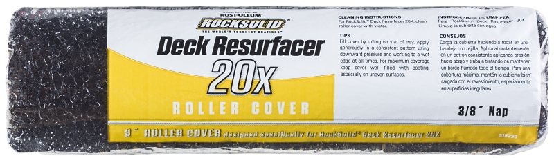 RockSolid 20X Series 318223 Deck Resurfacer Roller Cover, 3/8 in Thick Nap, 9 in L