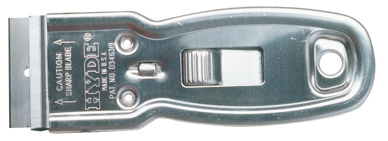 Hyde Delta 13000 Glass Scraper, 7/8 in W Blade, Straight Blade, Carbon Steel Blade, Steel Handle, Ergonomic Handle