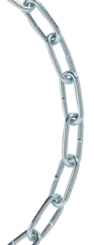 Baron 7268 Straight Link Chain, #2, 125 ft L, 310 lb Working Load, Carbon Steel, Electro-Galvanized/Zinc-Plated
