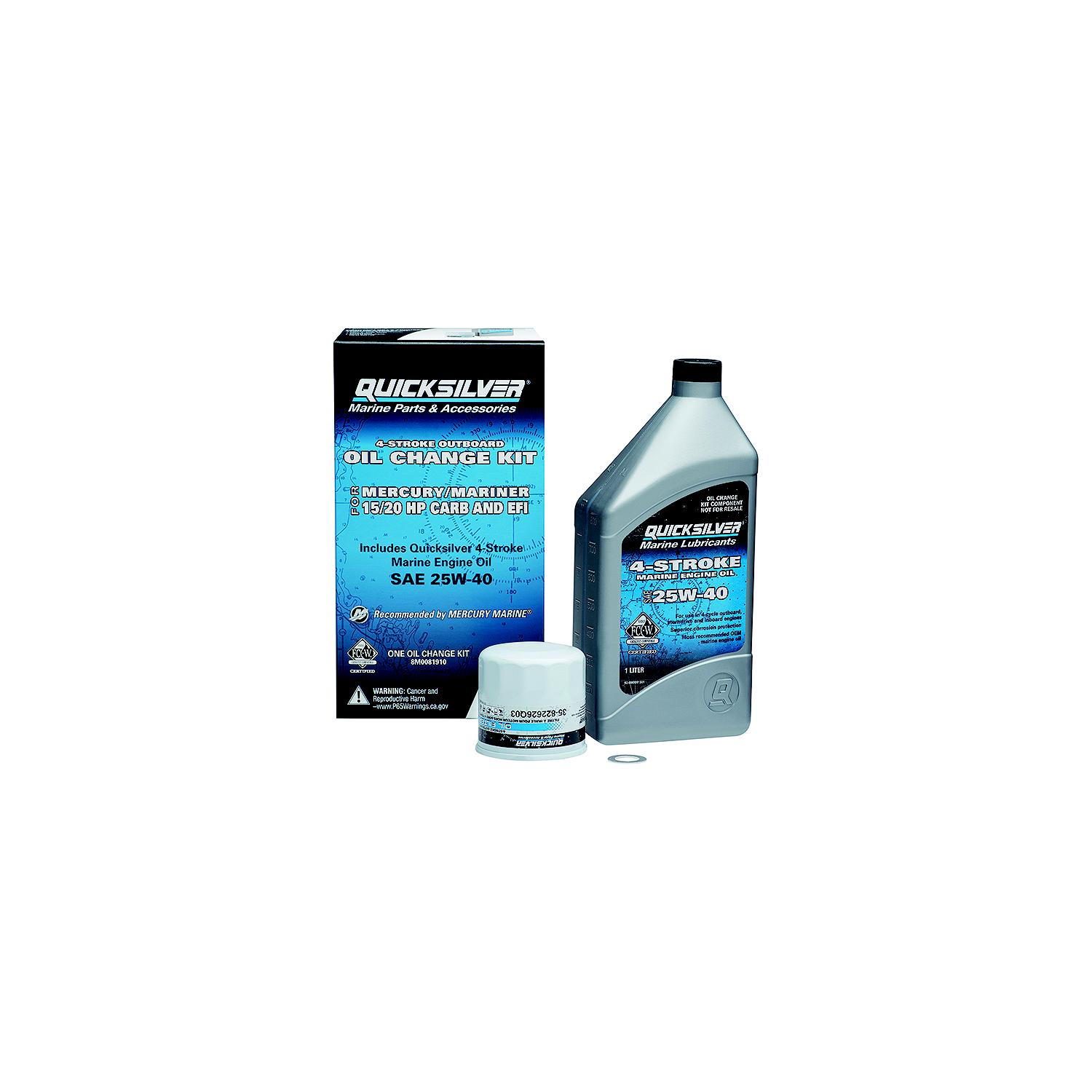 Quicksilver 8M0081910 4-Stroke Outboard Oil Change Kit, 1-Liter