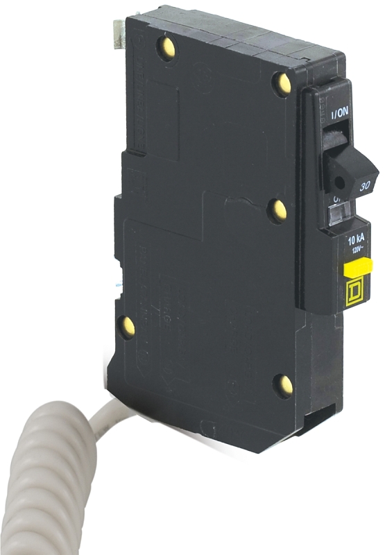 Square D QO130GFI Miniature Circuit Breaker, 30 A, 1-Pole, 120 V, Fixed Trip, Plug Mounting