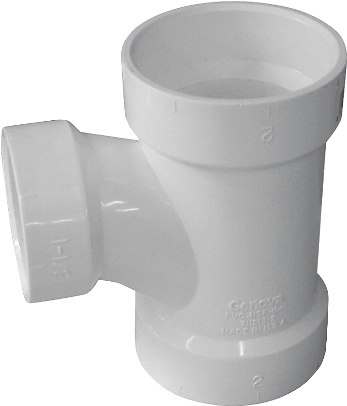Canplas 192131 DWV Sanitary Pipe Tee, 3 x 1-1/2 in, Hub, PVC, White