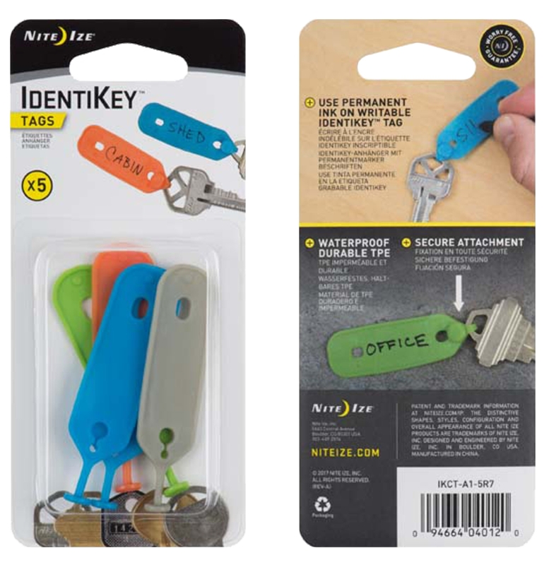 Nite Ize IdentiKey Series IKCT-A1-5R7 Key ID Tag, TPE, Assorted