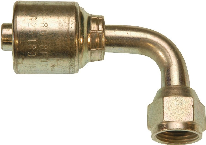 Gates MegaCrimp G25180-0810 Hose Coupling, 1/2 x 7/8 in Dia, 3.67 in, 7/8-14, Crimp x JIC, Straight Angle, Steel, Zinc