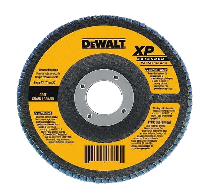 DEWALT HP DW8357 Flap Disc, 4-1/2 in Dia, 5/8-11 Arbor, 60 Grit, Medium, Zirconia Abrasive, Fiberglass Backing