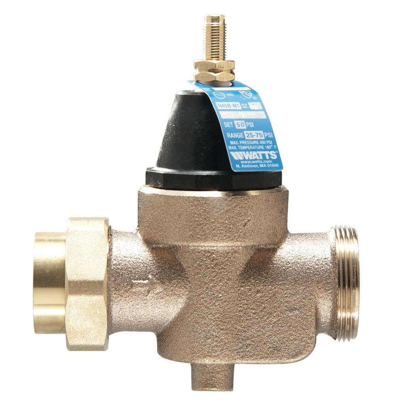 Watts 3/4 LFN45BM1-U Pressure Reducing Valve, 3/4 in, NPT x NPT Female, 25 to 75 psi Setting, Silicone Alloy Body