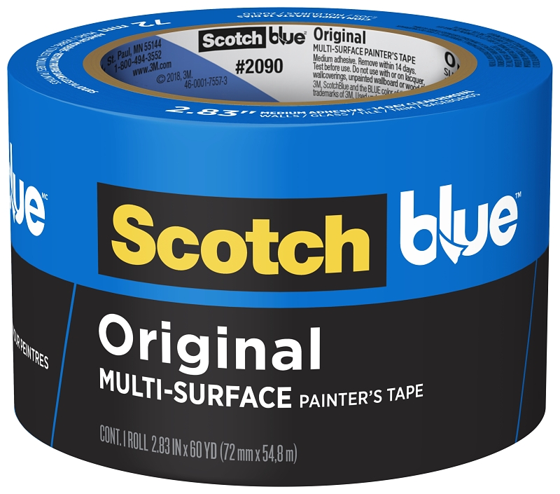 ScotchBlue 2090-3A Painter's Tape, 60 yd L, 3 in W, 5.4 mil Thick, Paper Backing, Blue