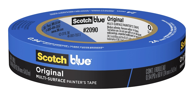 ScotchBlue 2090-24E Painter's Tape, 60 yd L, 0.94 in W, Crepe Paper Backing, Blue