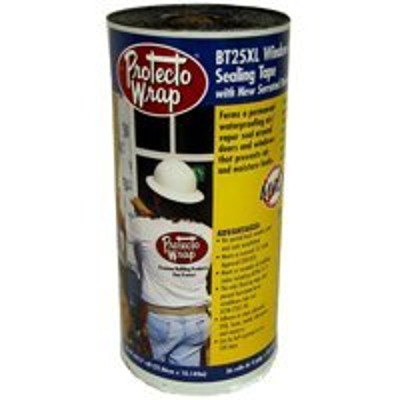 Protecto Wrap BT25XL 8425B12754SSW Window and Door Flashing Tape, 75 ft L, 12 in W, HDPE, Gray/White