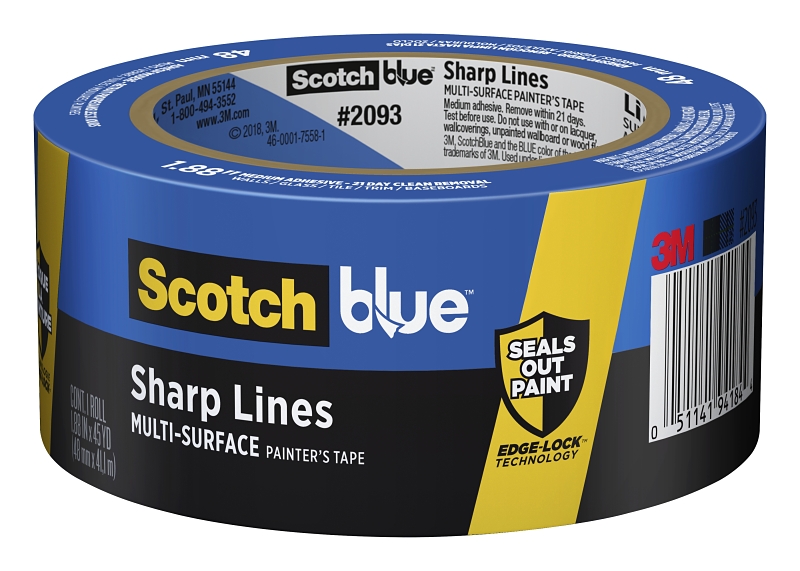 ScotchBlue 2093EL-48N Painter's Tape, 60 yd L, 1.88 in W, 4.7 mil Thick, Paper Backing, Blue