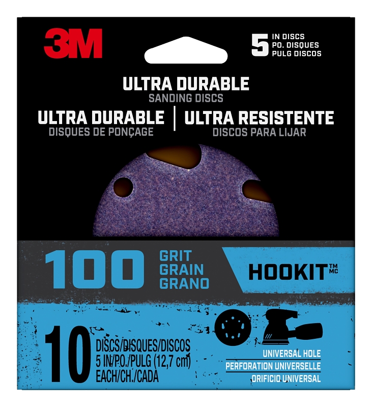 3M 27309 Power Sanding Disc, 5 in Dia, 100 Grit, Universal