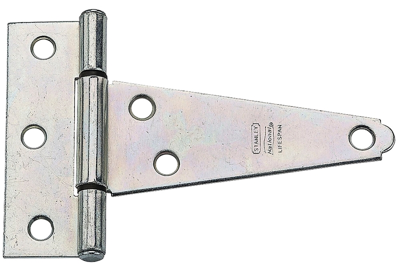 National Hardware N129-031 T-Hinge, 3.3 in W Frame Leaf, 1.127 in H Frame Leaf, Steel, Zinc-Plated, Tight Pin, 23 lb