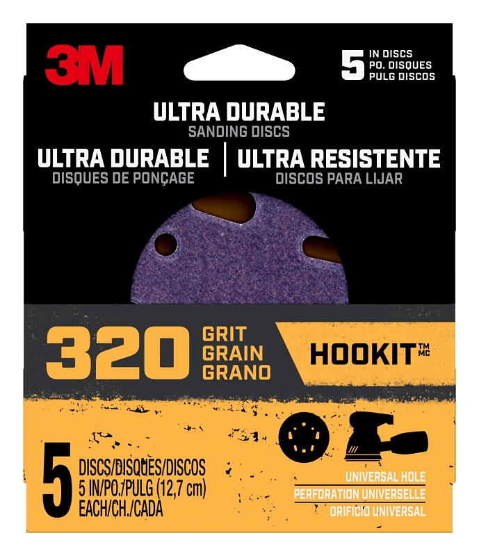 3M 27255 Power Sanding Disc, 5 in Dia, 320 Grit, Ceramic Abrasive, Universal