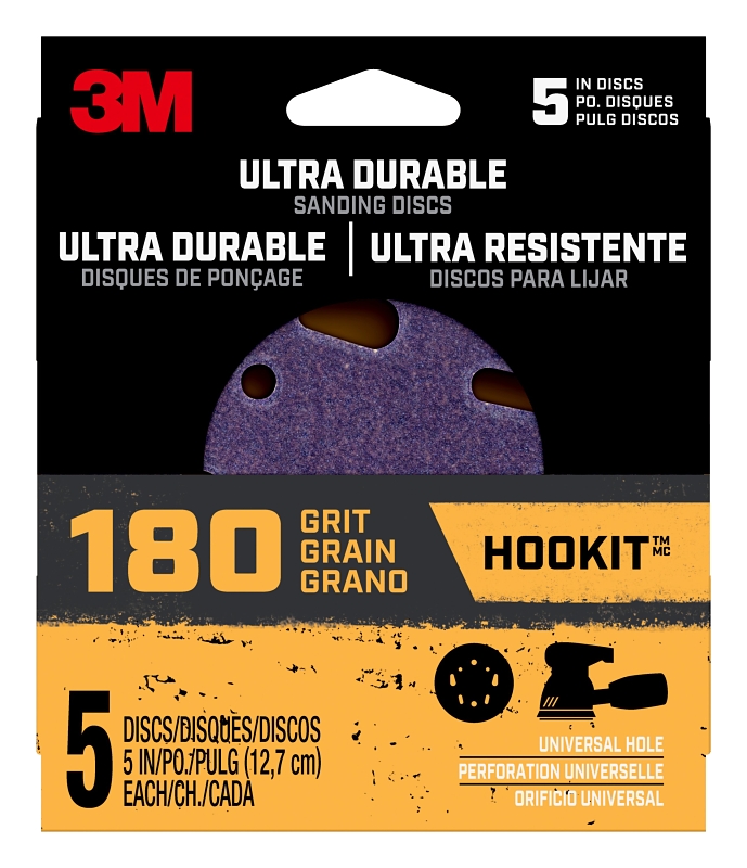 3M 27257 Power Sanding Disc, 5 in Dia, 180 Grit, Ceramic Mineral Abrasive, Universal