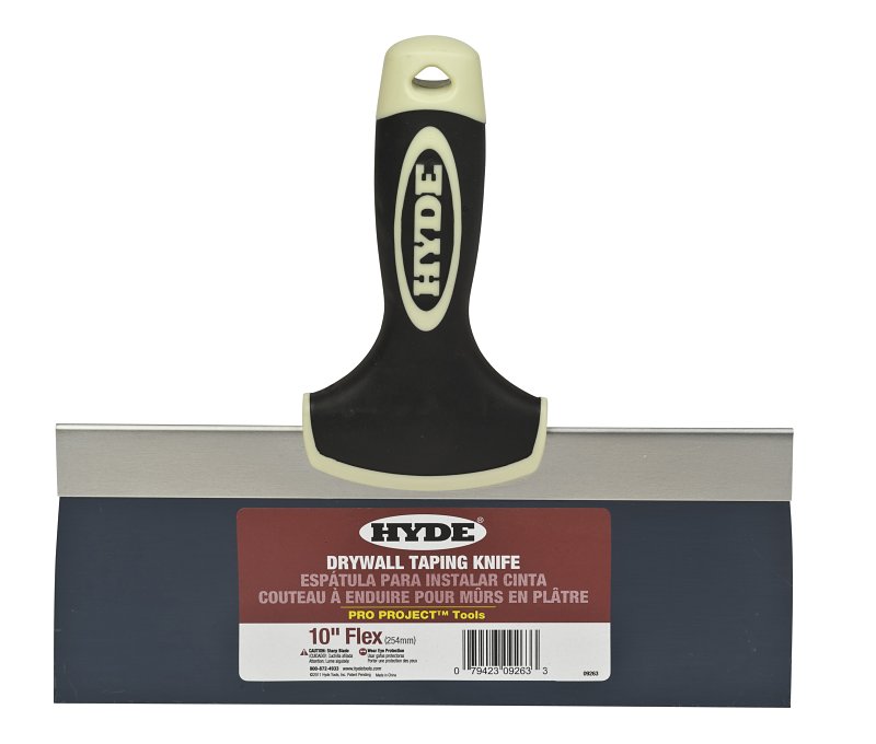 Hyde Pro Project 09263 Knife, 10 in W Blade, Steel Blade, Flat Back Blade, Ergonomic Handle, Polypropylene Handle